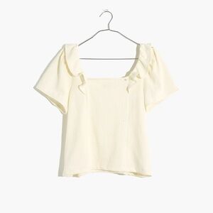 Madewell Crosshatch Ruffle Top | Size Small